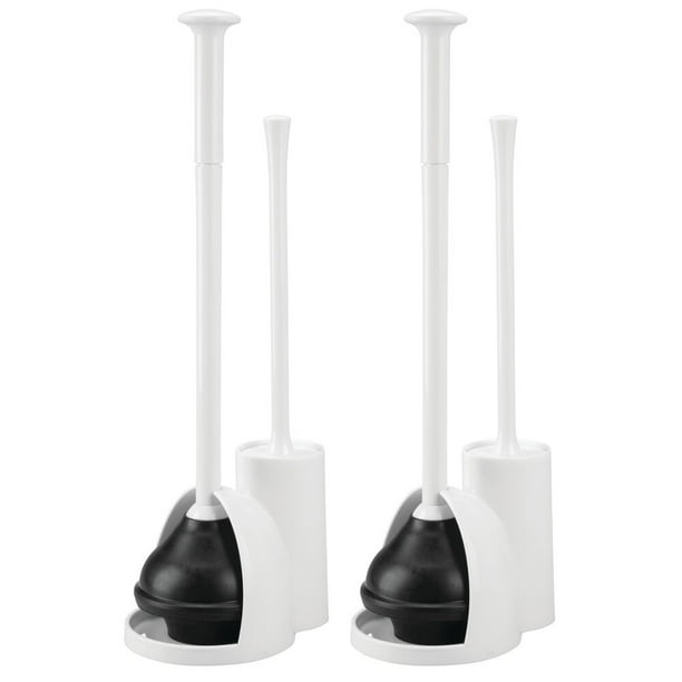 2 Pack mDesign Compact Plastic Toilet Bowl Brush/Plunger Combo Cream 2 Pack mDesign Compact Plastic Toilet Bowl Brush/Plunger Combo Cream